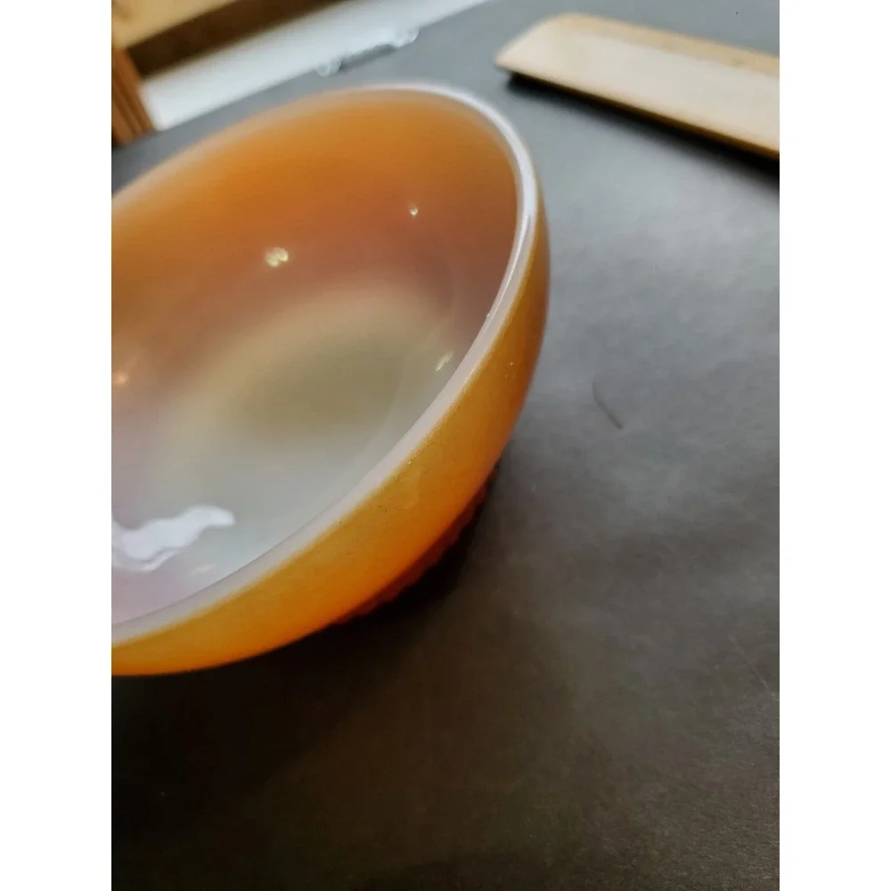 Bowl Anchor Hocking Fire King Ombre Two Tone Orange Cereal Soup Chili 5